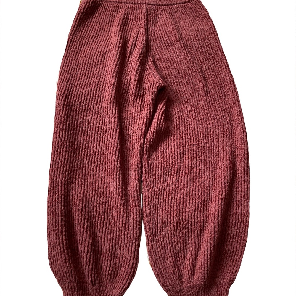 Free People Ribbed Knit Burgundy Pants